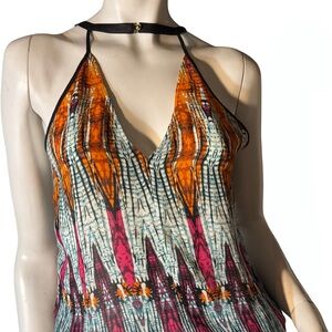Bebe Multicolor Halter Neck Zip Sleeveless Blouse Woman’s size XS